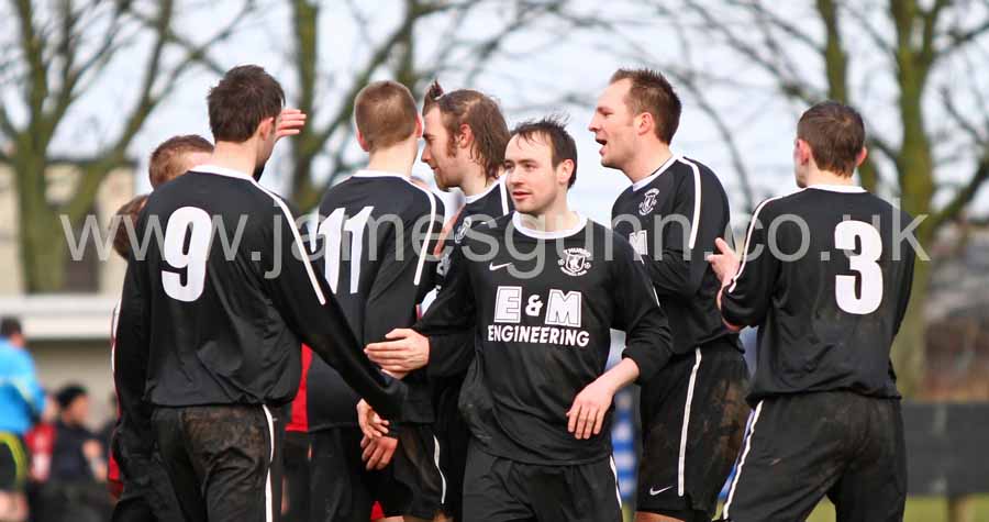 The Vikings celebrating Marc McGregor's goal V Halkirk United - 7th of January 2012
